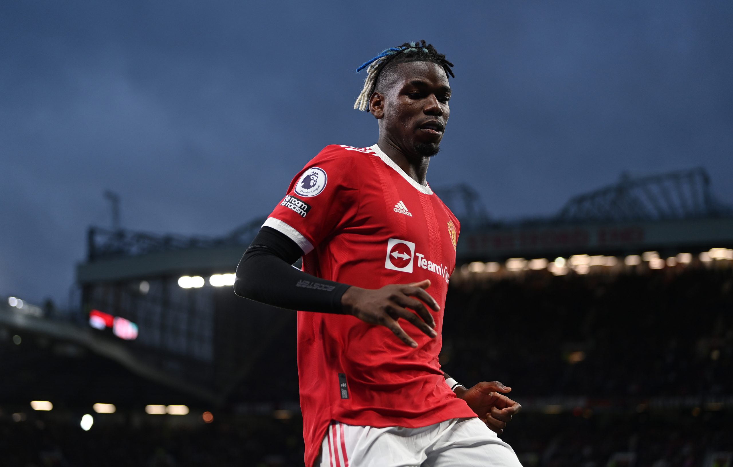 MANCHESTER, ENGLAND - OCTOBER 24: Paul Pogba of Manchester United during the Premier League match between Manchester United and Liverpool at Old Trafford on October 24, 2021 in Manchester, England. (Photo by Shaun Botterill/Getty Images)