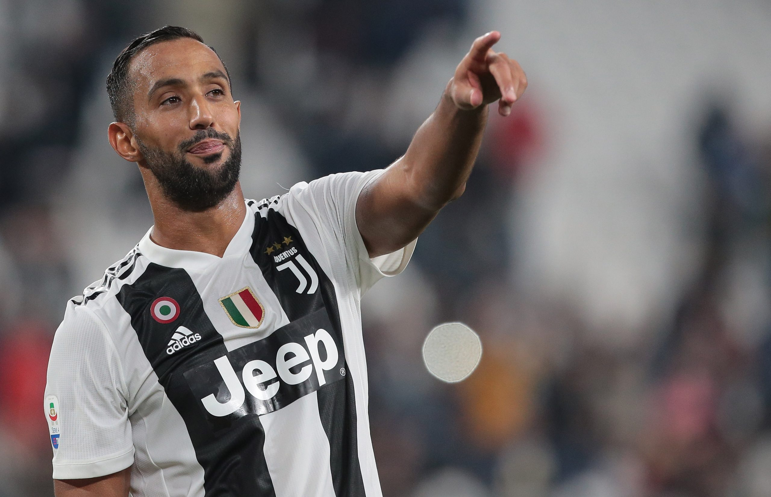 TURIN, ITALY - SEPTEMBER 26: Medhi Benatia of Juventus FC gestures during the Serie A match between Juventus and Bologna FC at Allianz Stadium on September 26, 2018 in Turin, Italy. (Photo by Emilio Andreoli/Getty Images)