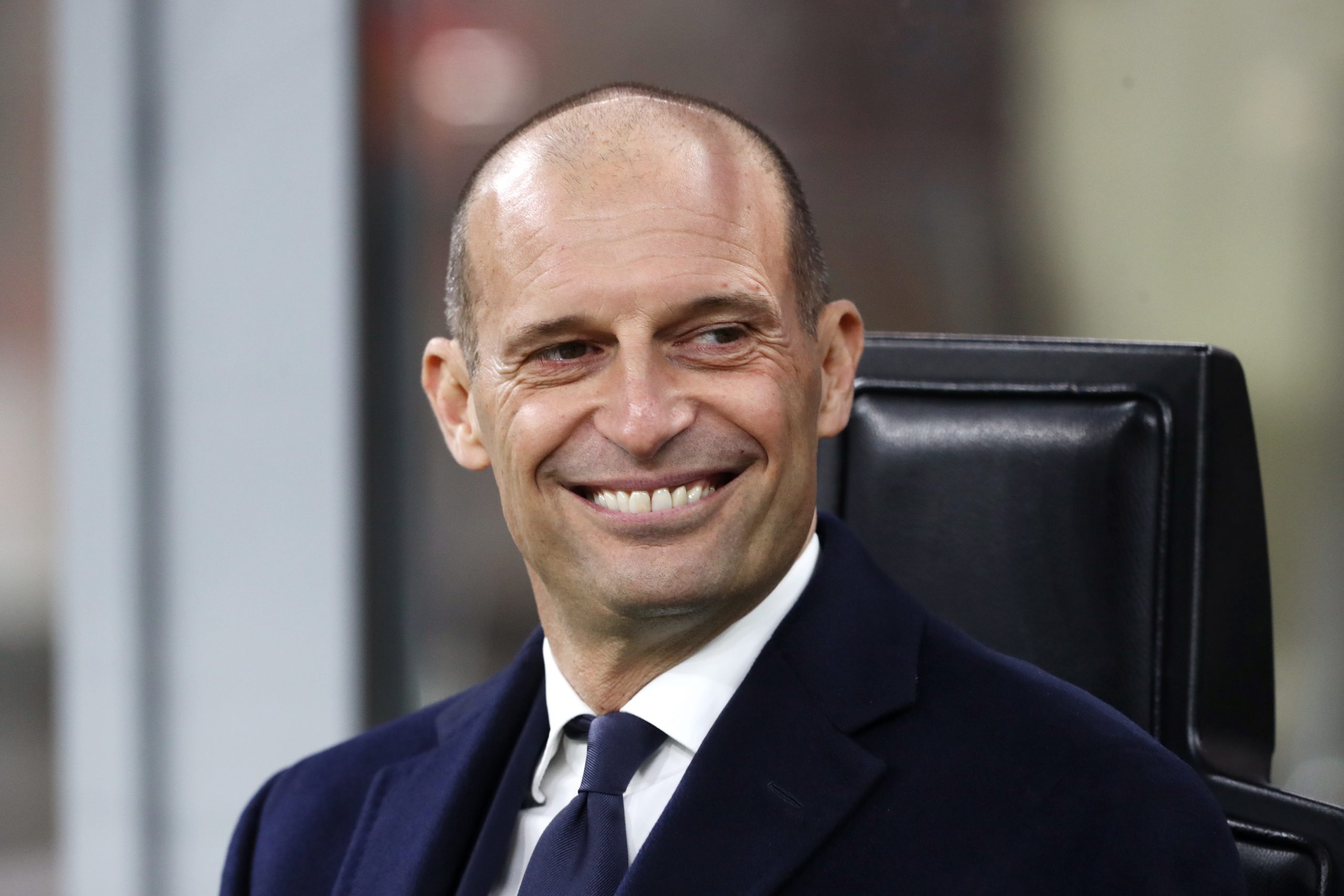 MILAN, ITALY - JANUARY 23: Massimiliano Allegri, Head Coach of Juventus smiles prior to the Serie A match between AC Milan and Juventus at Stadio Giuseppe Meazza on January 23, 2022 in Milan, Italy. (Photo by Marco Luzzani/Getty Images)
