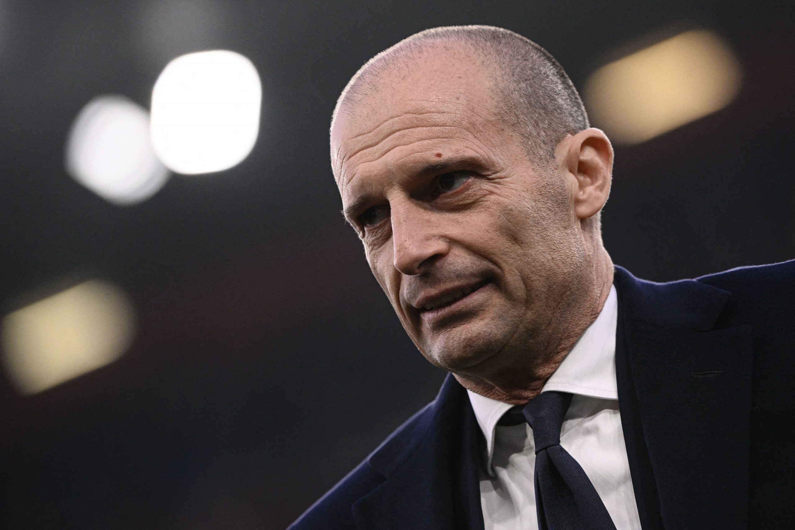 Juventus' Italian head coach Massimiliano Allegri looks on during the Italian Serie A football match between Sampdoria and Juventus on March 12, 2022 at the Luigi-Ferraris stadium in Genoa, Liguria. (Photo by Marco BERTORELLO / AFP) (Photo by MARCO BERTORELLO/AFP via Getty Images)