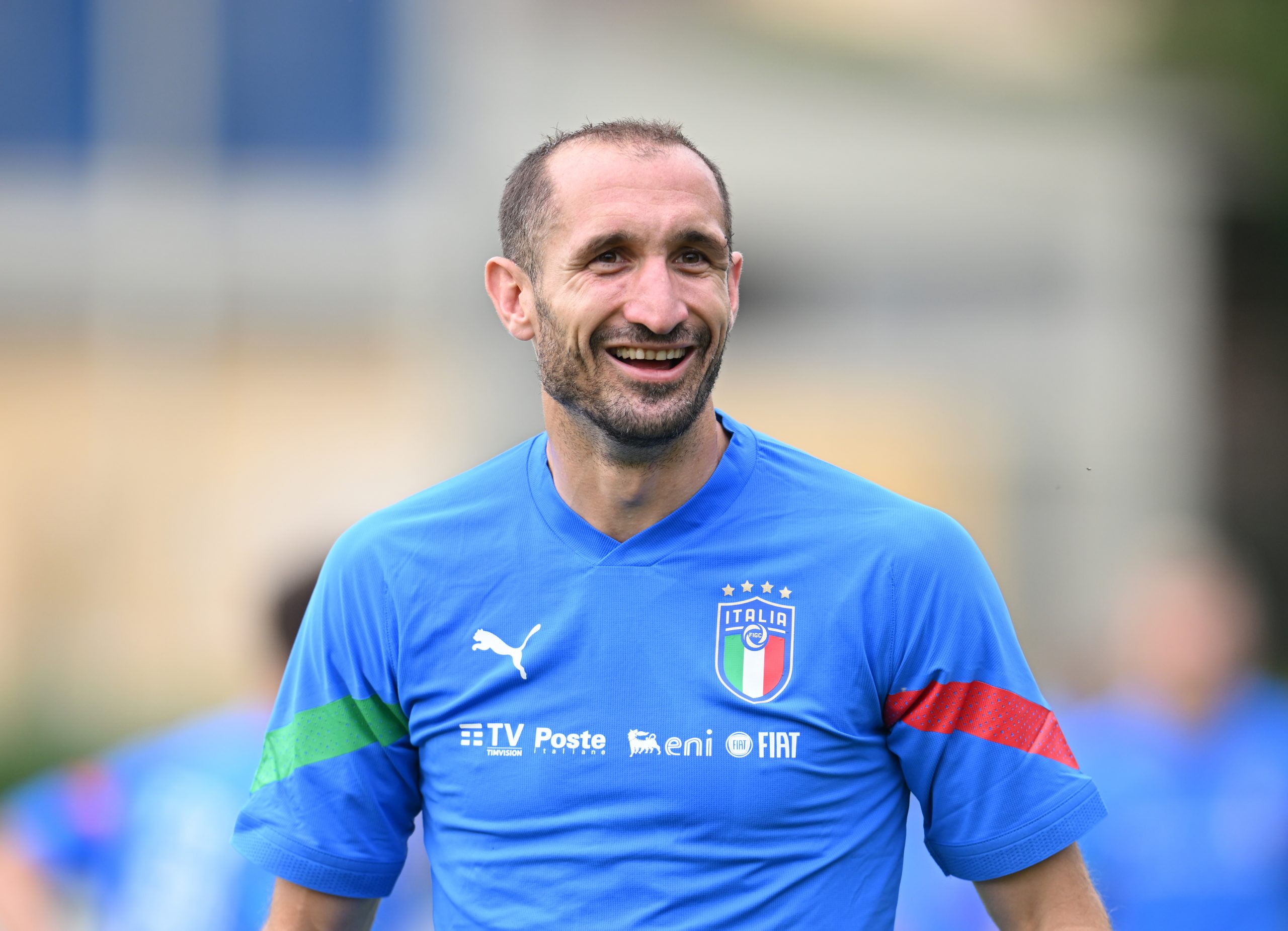 FLORENCE, ITALY - MAY 27: Giorgio Chiellini of Italy in action during training session at Centro Tecnico Federale di Coverciano on May 27, 2022 in Florence, Italy. (Photo by Claudio Villa/Getty Images)