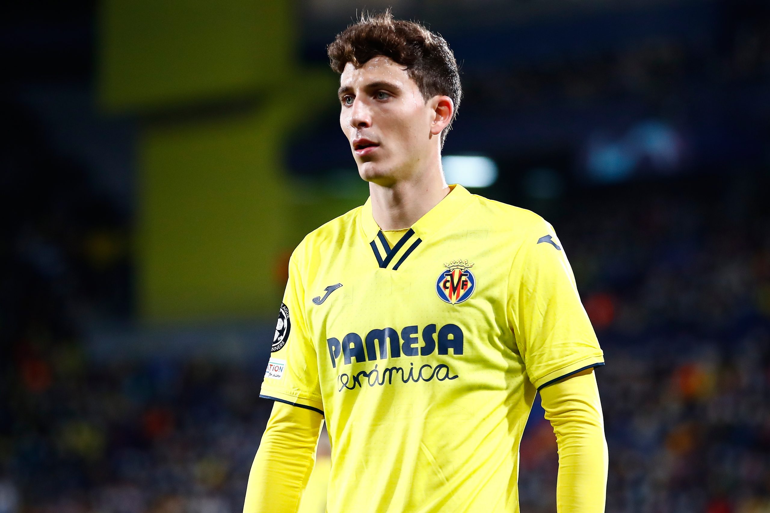 VILLARREAL, SPAIN - NOVEMBER 23: Pau Torres of Villareal FC looks on during the UEFA Champions League group F match between Villarreal CF and Manchester United at Estadio de la Ceramica on November 23, 2021 in Villarreal, Spain. (Photo by Eric Alonso/Getty Images)