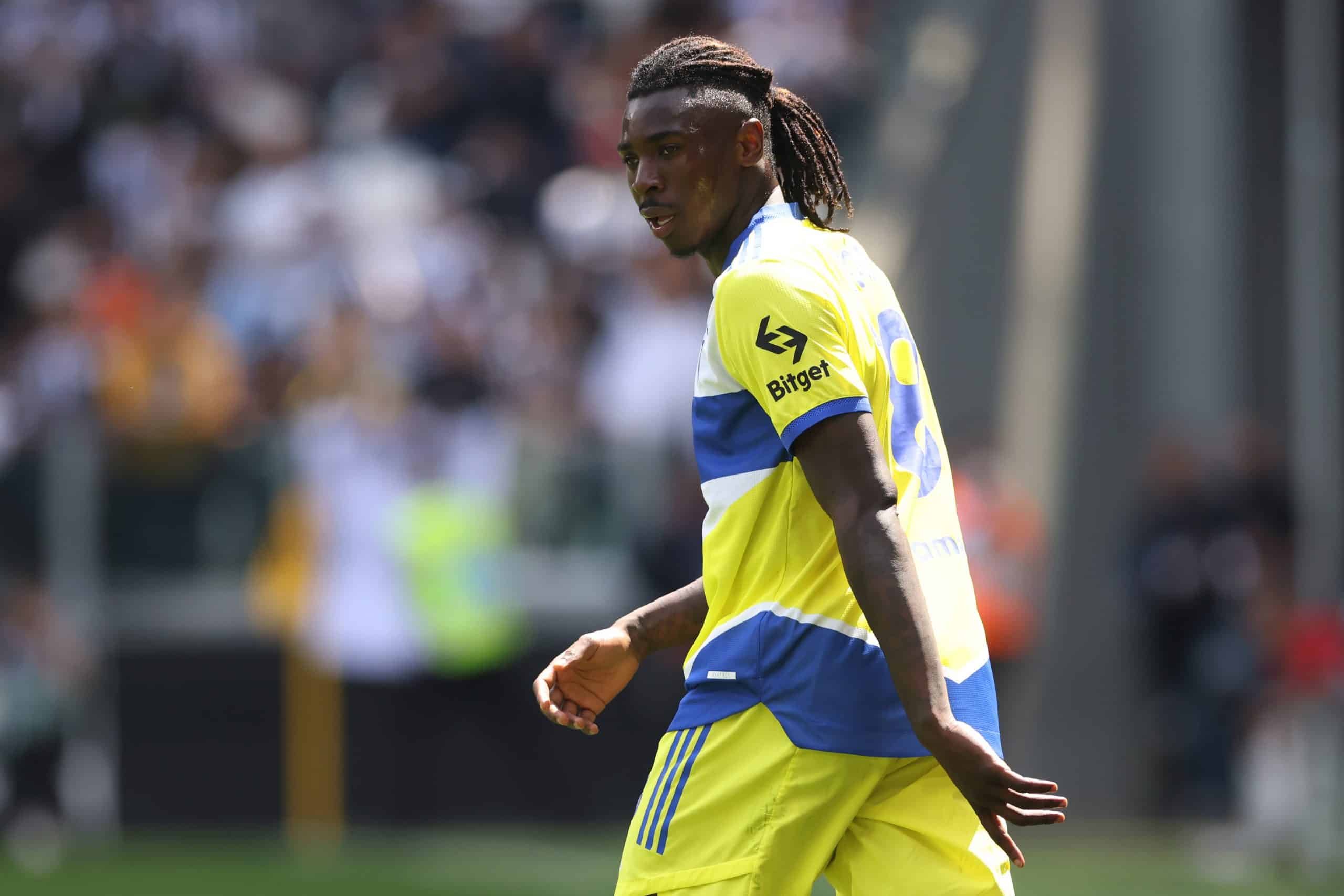 TURIN, ITALY - MAY 01: Moise Kean of Juventus during the Serie A match between Juventus and Venezia FC at Allianz Stadium on May 01, 2022 in Turin, Italy. (Photo by Jonathan Moscrop/Getty Images)
