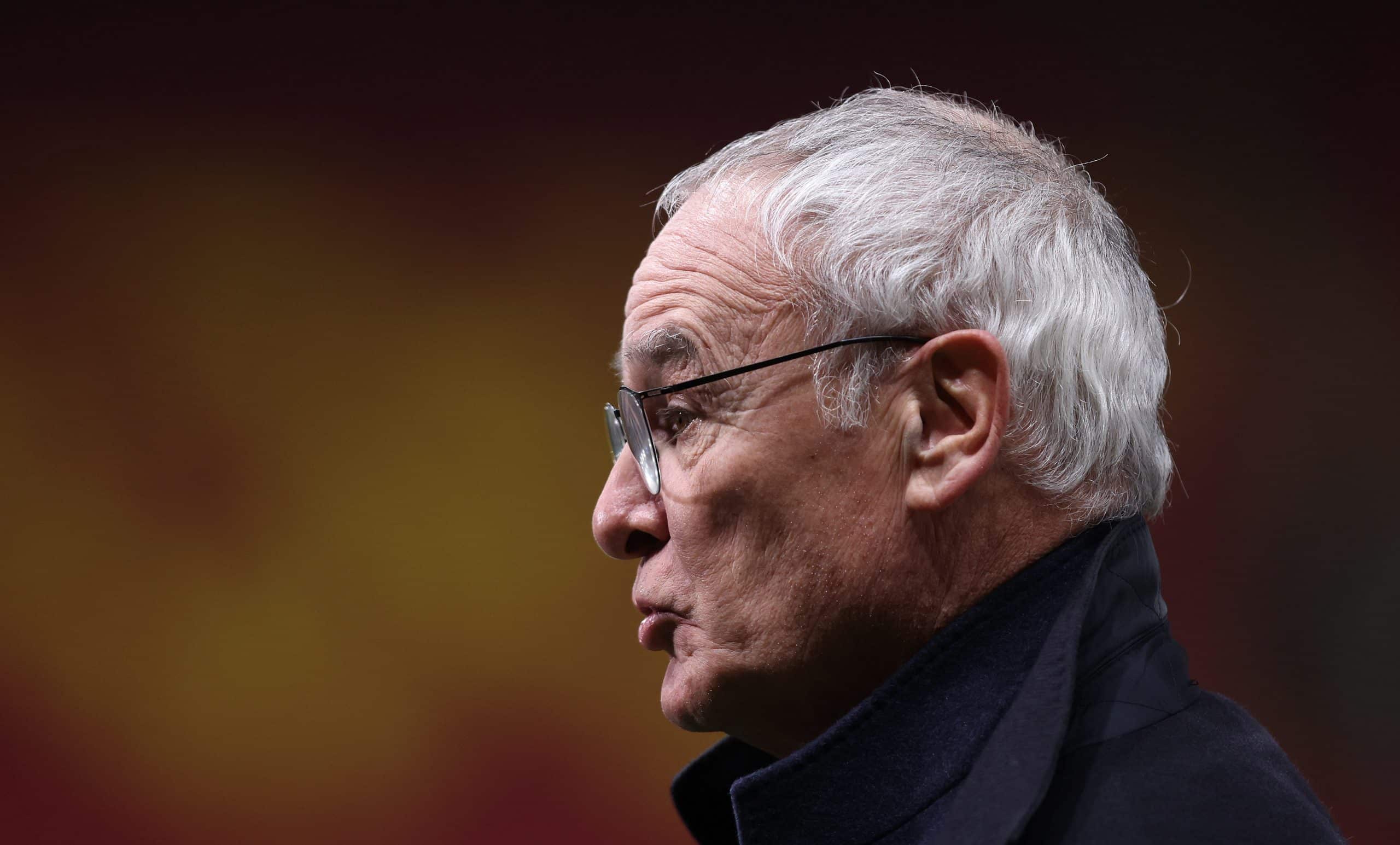 WATFORD, ENGLAND - JANUARY 21: Manager of Watford Claudio Ranieri is interviewed after the Premier League match between Watford and Norwich City at Vicarage Road on January 21, 2022 in Watford, England. (Photo by Julian Finney/Getty Images)