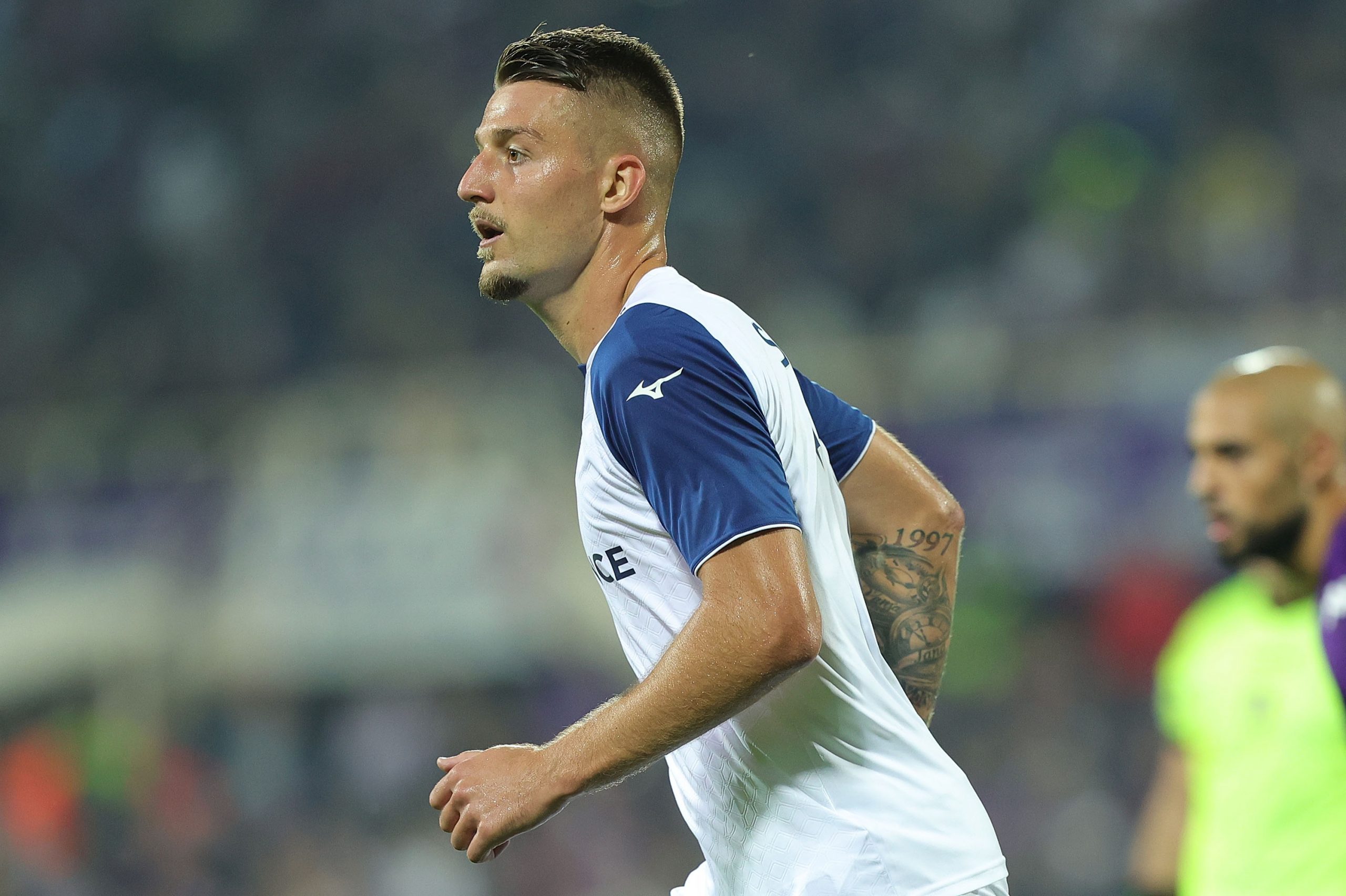 FLORENCE, ITALY - OCTOBER 10: Sergej Milinkovic-Savic of SS Lazio looks on during the Serie A match between ACF Fiorentina and SS Lazio at Stadio Artemio Franchi on October 10, 2022 in Florence, Italy. (Photo by Gabriele Maltinti/Getty Images)