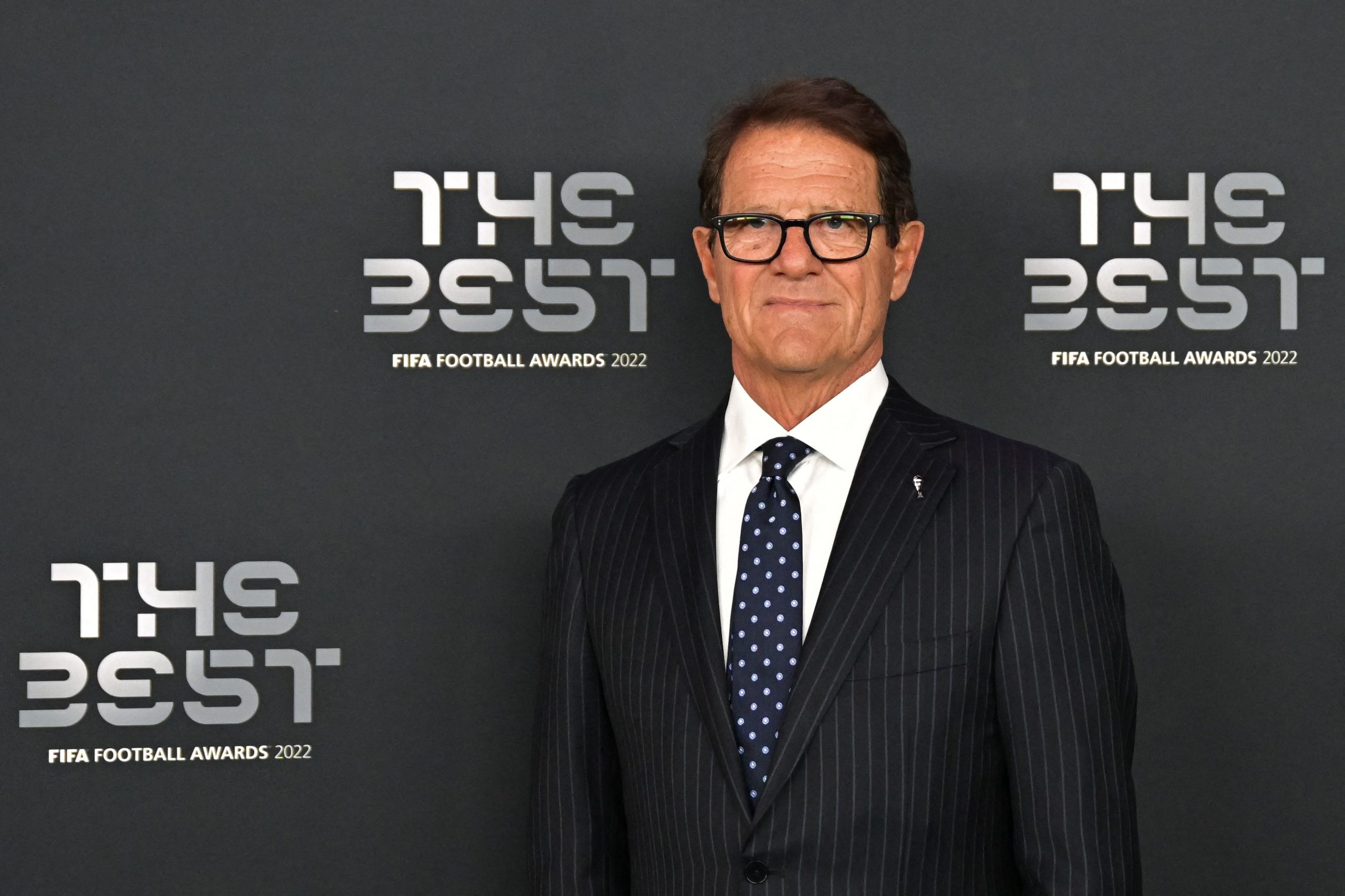 Italian former football player Fabio Capello poses upon arrival to attend the Best FIFA Football Awards 2022 ceremony in Paris on February 27, 2023. (Photo by FRANCK FIFE / AFP) (Photo by FRANCK FIFE/AFP via Getty Images)
