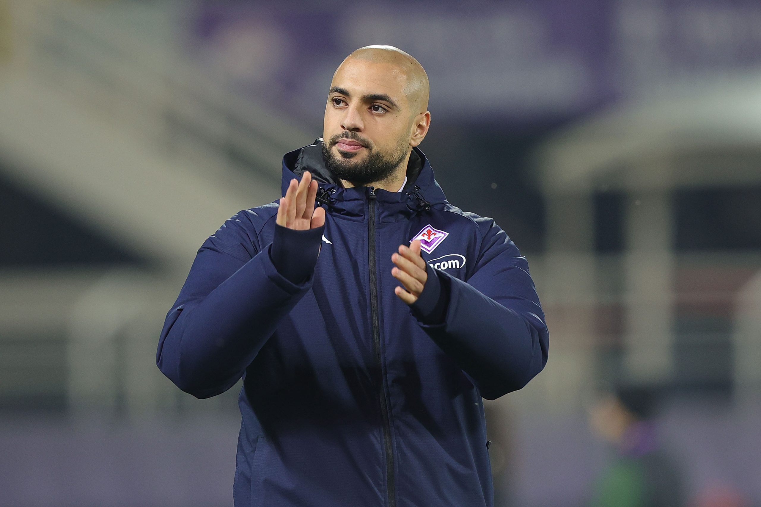 FLORENCE, ITALY - JANUARY 04: Sofyan Amrabat of ACF Fiorentina greets the fans after during the Serie A match between ACF Fiorentina and AC Monza at Stadio Artemio Franchi on January 4, 2023 in Florence, Italy. (Photo by Gabriele Maltinti/Getty Images)