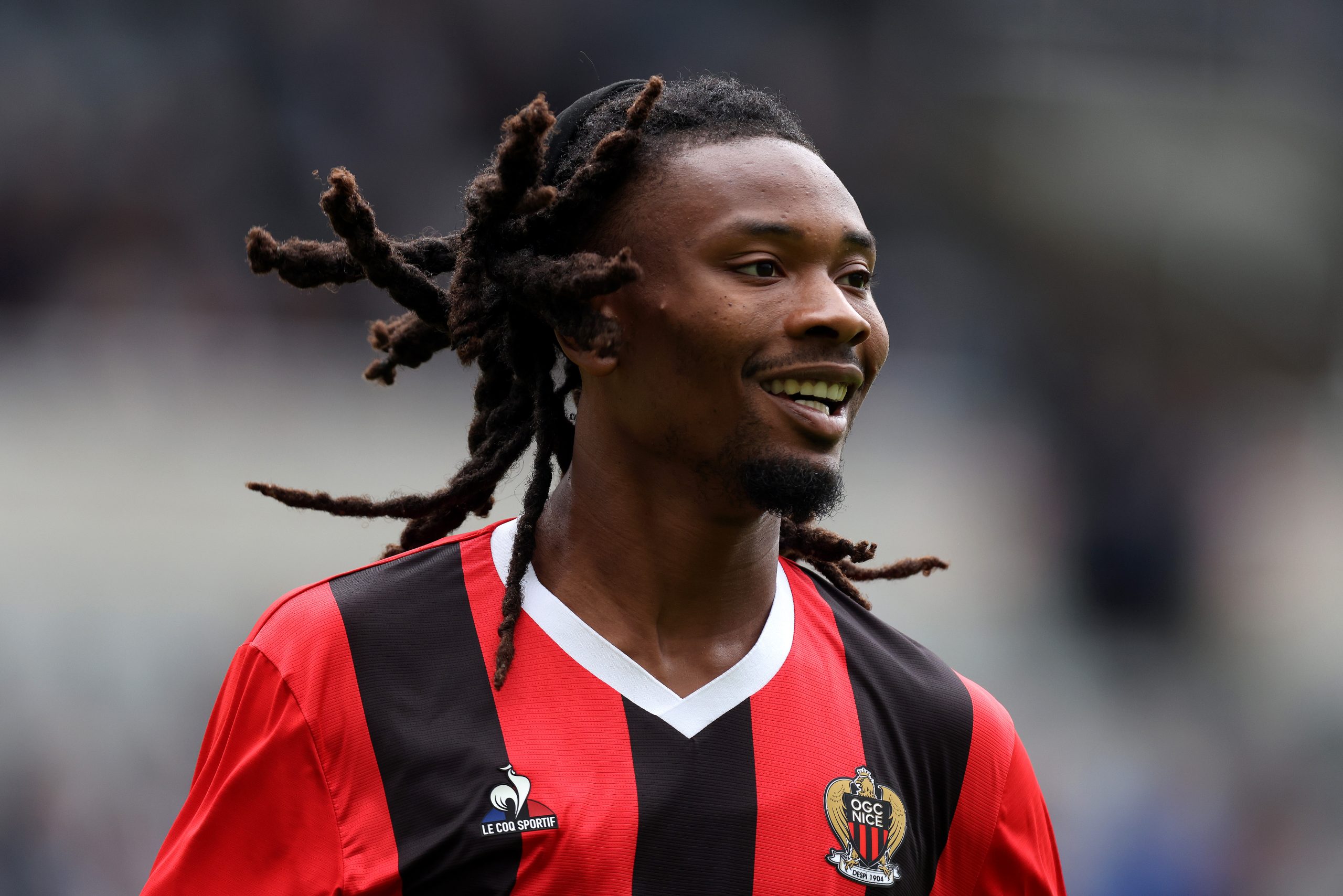 NEWCASTLE UPON TYNE, ENGLAND - AUGUST 05: Khephren Thuram of OGC Nice looks on during the Sela Cup match between OGC Nice and Villarreal CF at St James' Park on August 05, 2023 in Newcastle upon Tyne, England. (Photo by George Wood/Getty Images)