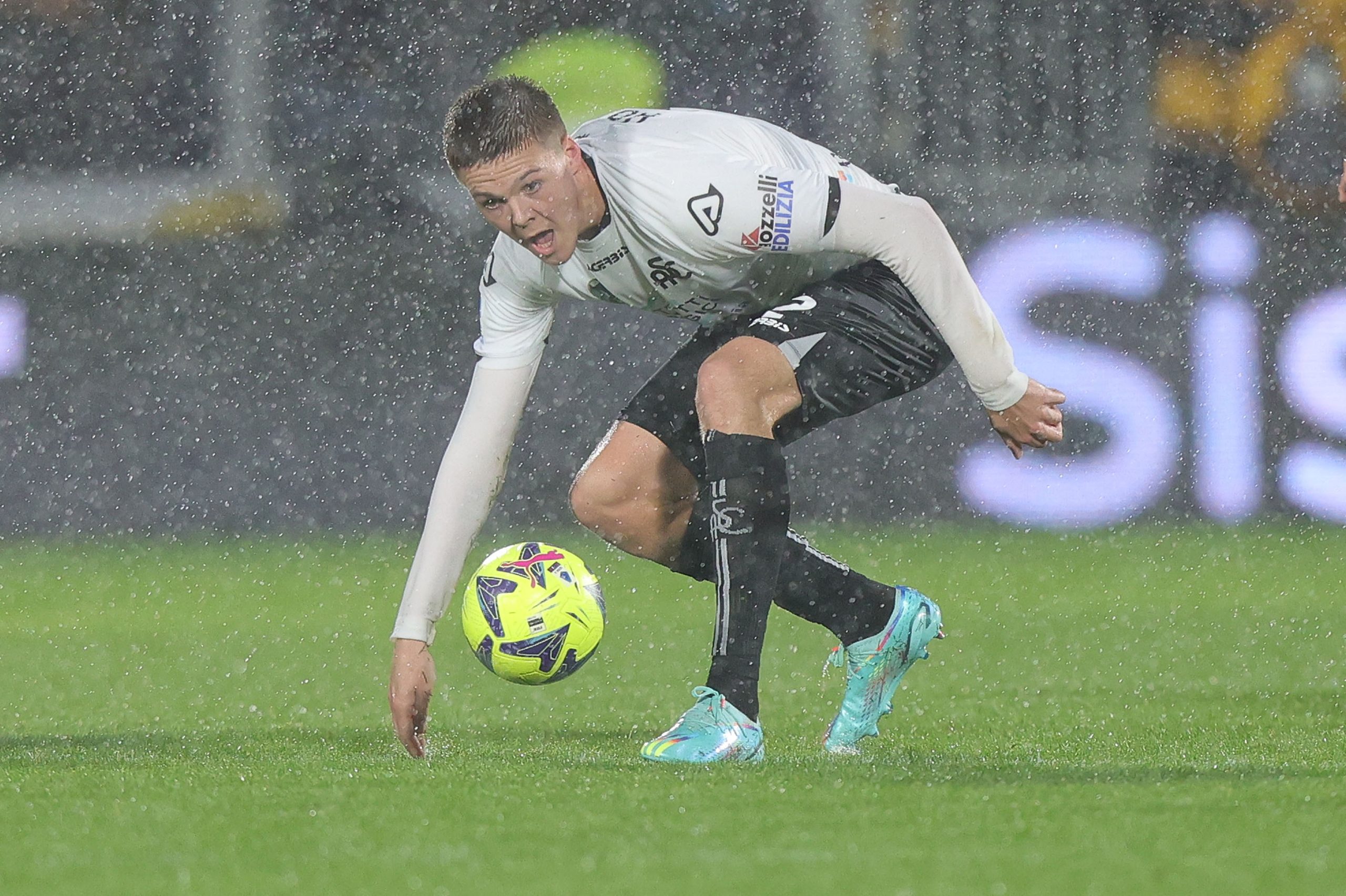 LA SPEZIA, ITALY - JANUARY 08: Emil Alfons Holm of Spezia Calcio in action during the Serie A match between Spezia Calcio and US Lecce at Stadio Alberto Picco on January 8, 2023 in La Spezia, Italy. (Photo by Gabriele Maltinti/Getty Images)