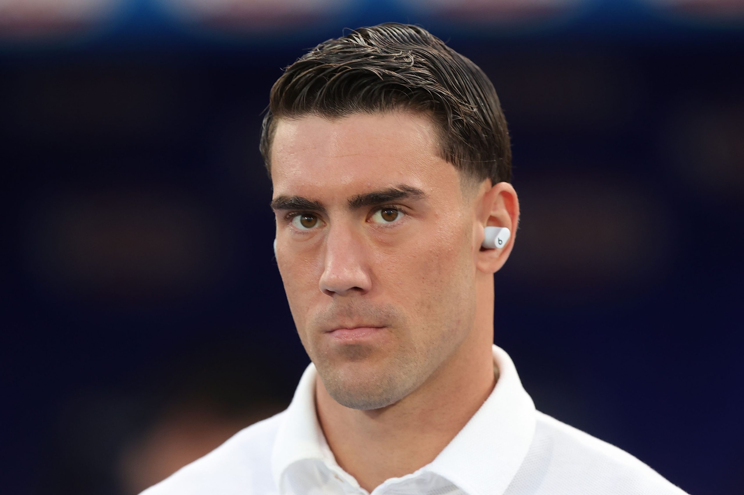 EMPOLI, ITALY - SEPTEMBER 3: Dusan Vlahovic of Juventus looks on during the Serie A TIM match between Empoli FC and Juventus at Stadio Carlo Castellani on September 3, 2023 in Empoli, Italy. (Photo by Gabriele Maltinti/Getty Images)