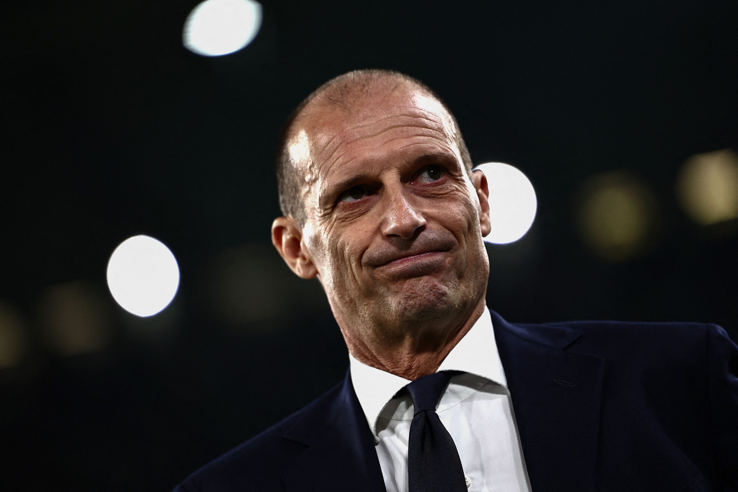 Juventus Italian coach Massimiliano Allegri looks on during the Italian Serie A football match Juventus vs Hellas Verona at the "Allianz Stadium" in Turin on October 28, 2023. (Photo by MARCO BERTORELLO / AFP) (Photo by MARCO BERTORELLO/AFP via Getty Images)
