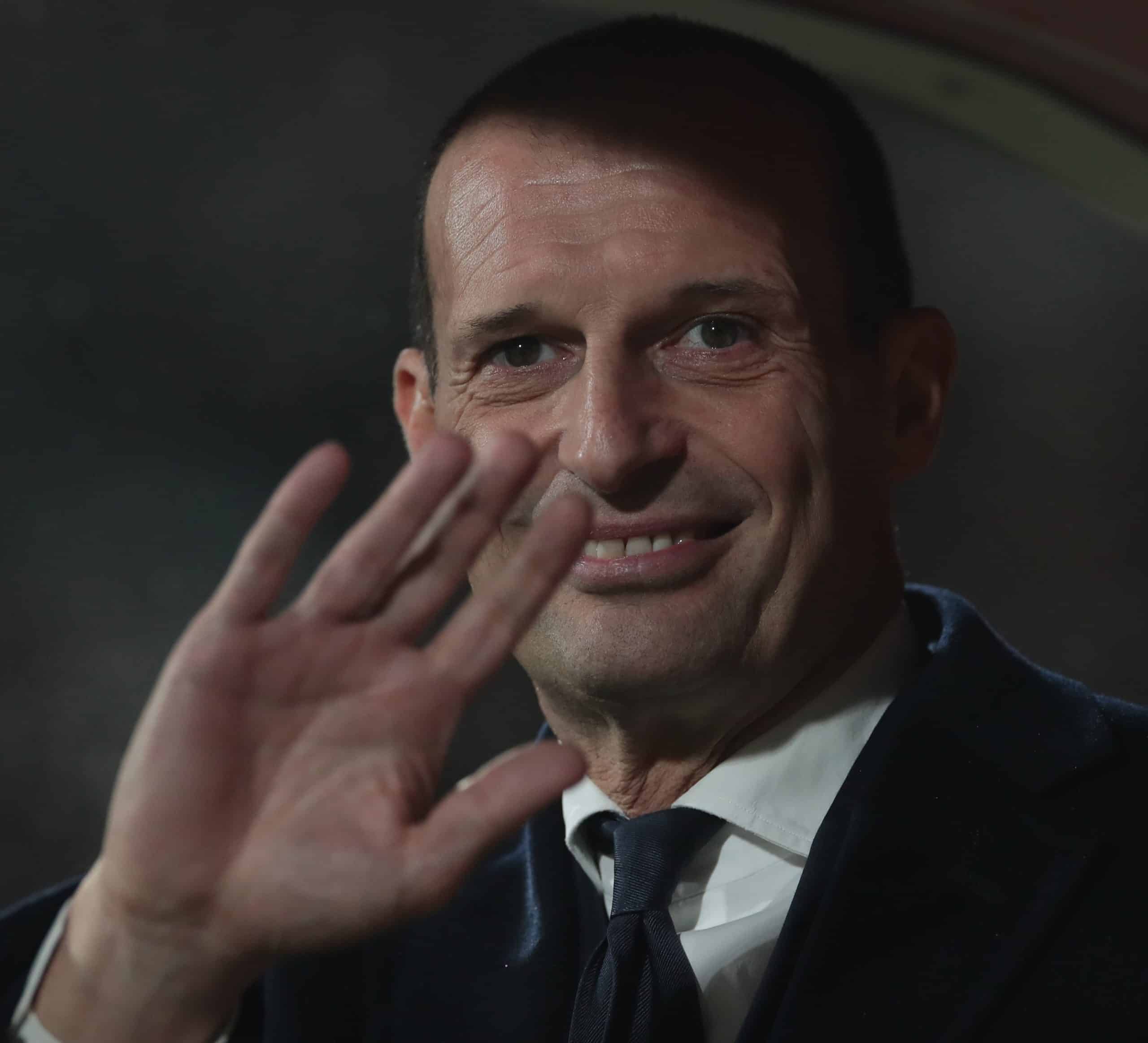 MONZA, ITALY - DECEMBER 01: Juventus coach Massimiliano Allegri smiles during the Serie A TIM match between AC Monza and Juventus at U-Power Stadium on December 01, 2023 in Monza, Italy. (Photo by Emilio Andreoli/Getty Images)