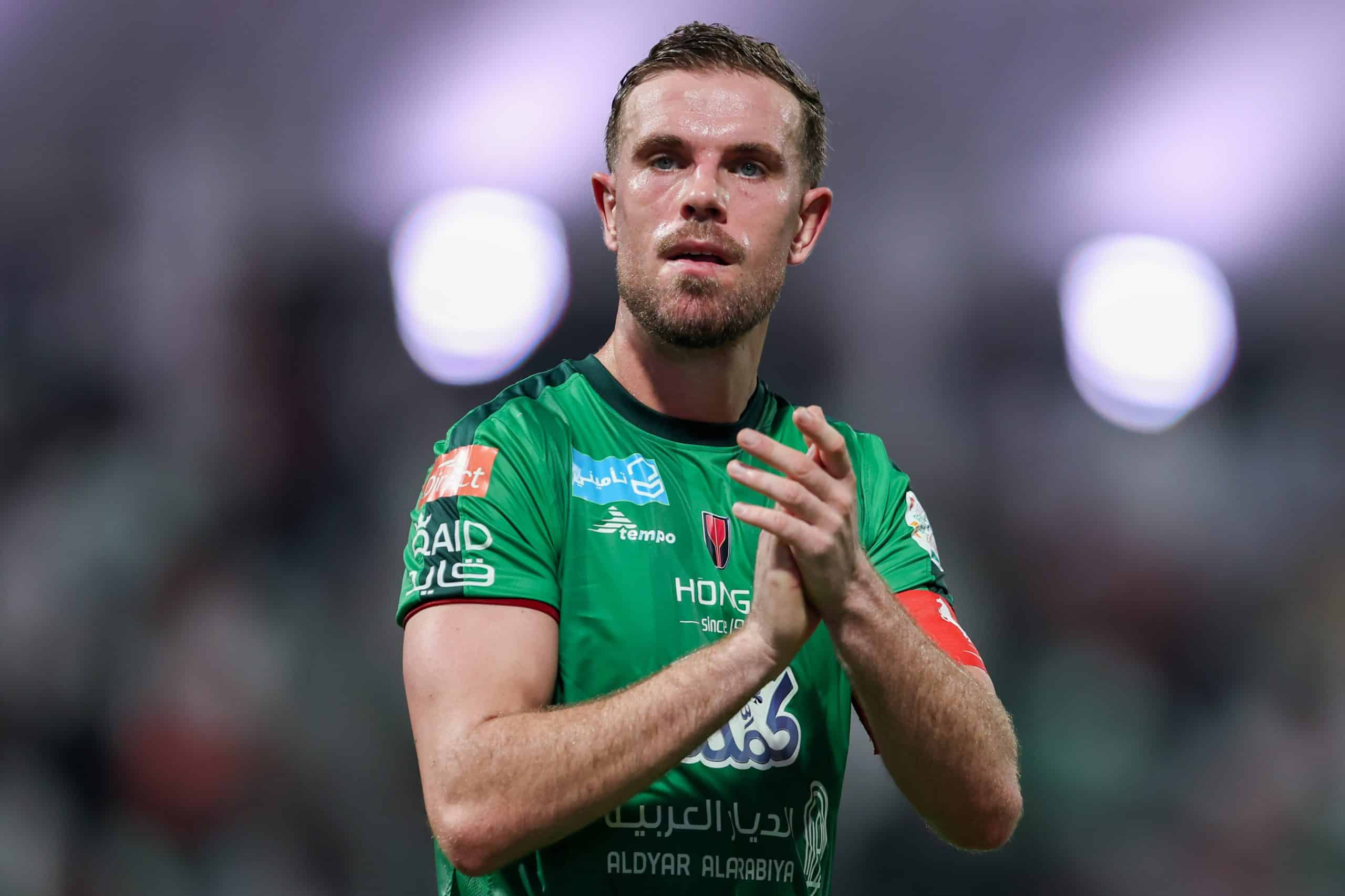 AL DAMMAM, SAUDI ARABIA - NOVEMBER 24: Jordan Henderson reacts after the Saudi Pro League match between Al-Ettifaq and Al-Ittihad at Al Ettifaq Stadium on November 24, 2023 in Al Dammam, Saudi Arabia. (Photo by Yasser Bakhsh/Getty Images)