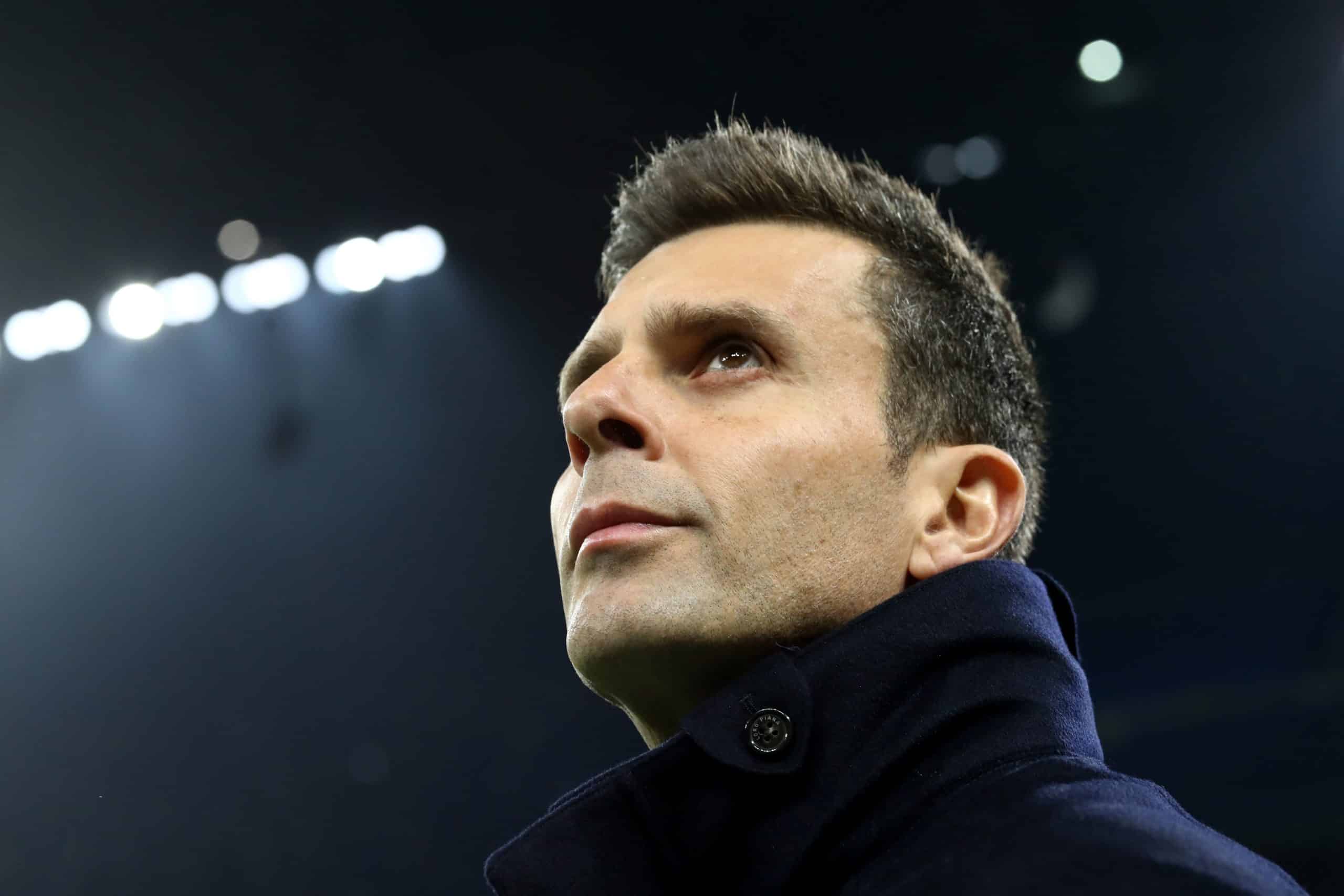 MILAN, ITALY - NOVEMBER 23: Thiago Motta, Head Coach of Juventus, looks on prior to the Serie A match between AC Milan and Juventus at Stadio Giuseppe Meazza on November 23, 2024 in Milan, Italy. (Photo by Marco Luzzani/Getty Images)