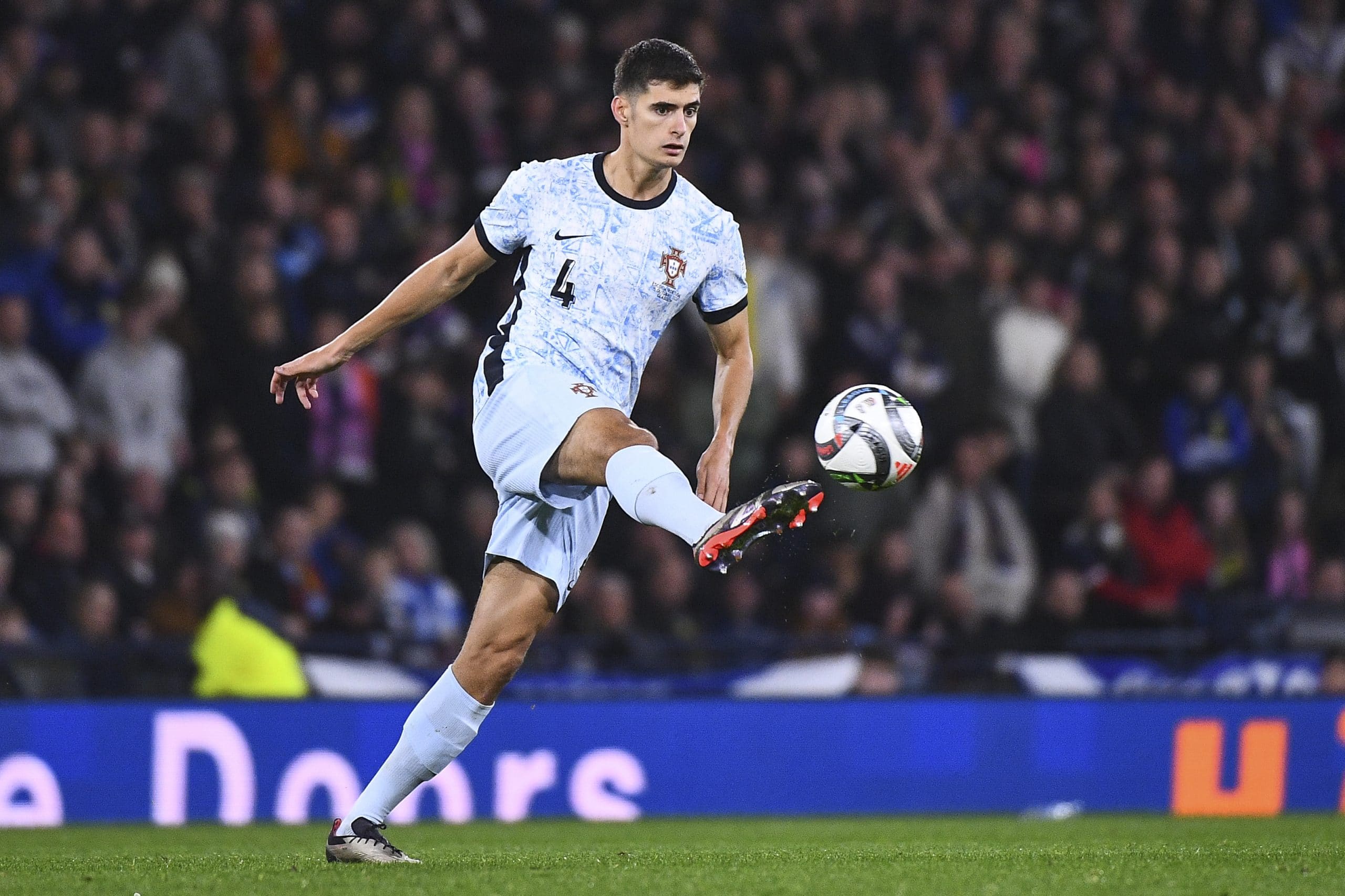 GLASGOW, SCOTLAND - OCTOBER 15:António Silva of Portugal during gameplay at the UEFA Nations League 2024/25 League A Group A1 match between Scotland and Portugal at on October 15, 2024 in Glasgow, Scotland.(Photo by Euan Cherry/Getty Images)