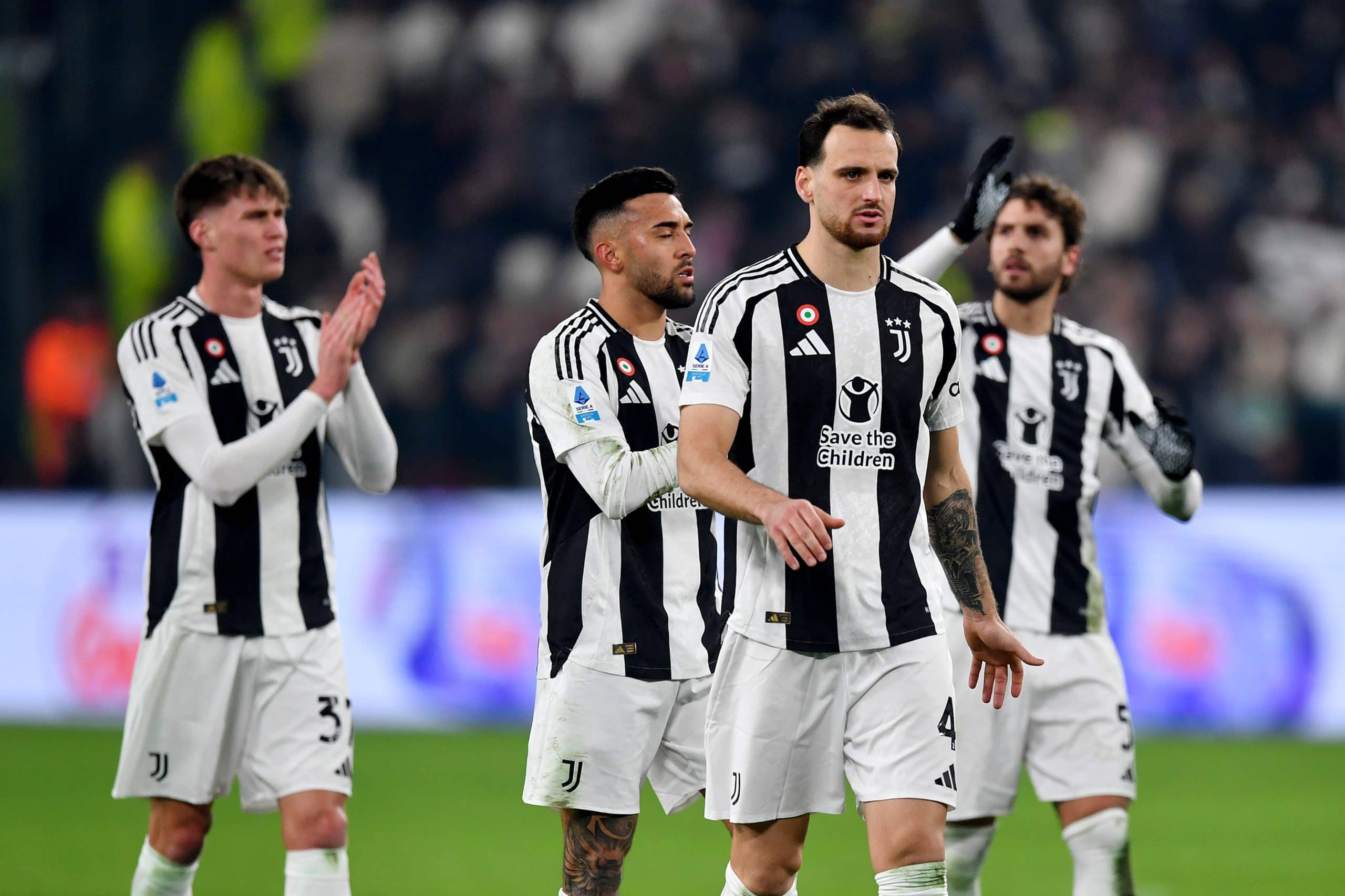TURIN, ITALY - DECEMBER 29: Federico Gatti of Juventus reacts after the draw in the Serie A match between Juventus and Fiorentina at Allianz Stadium on December 29, 2024 in Turin, Italy. (Photo by Valerio Pennicino/Getty Images)