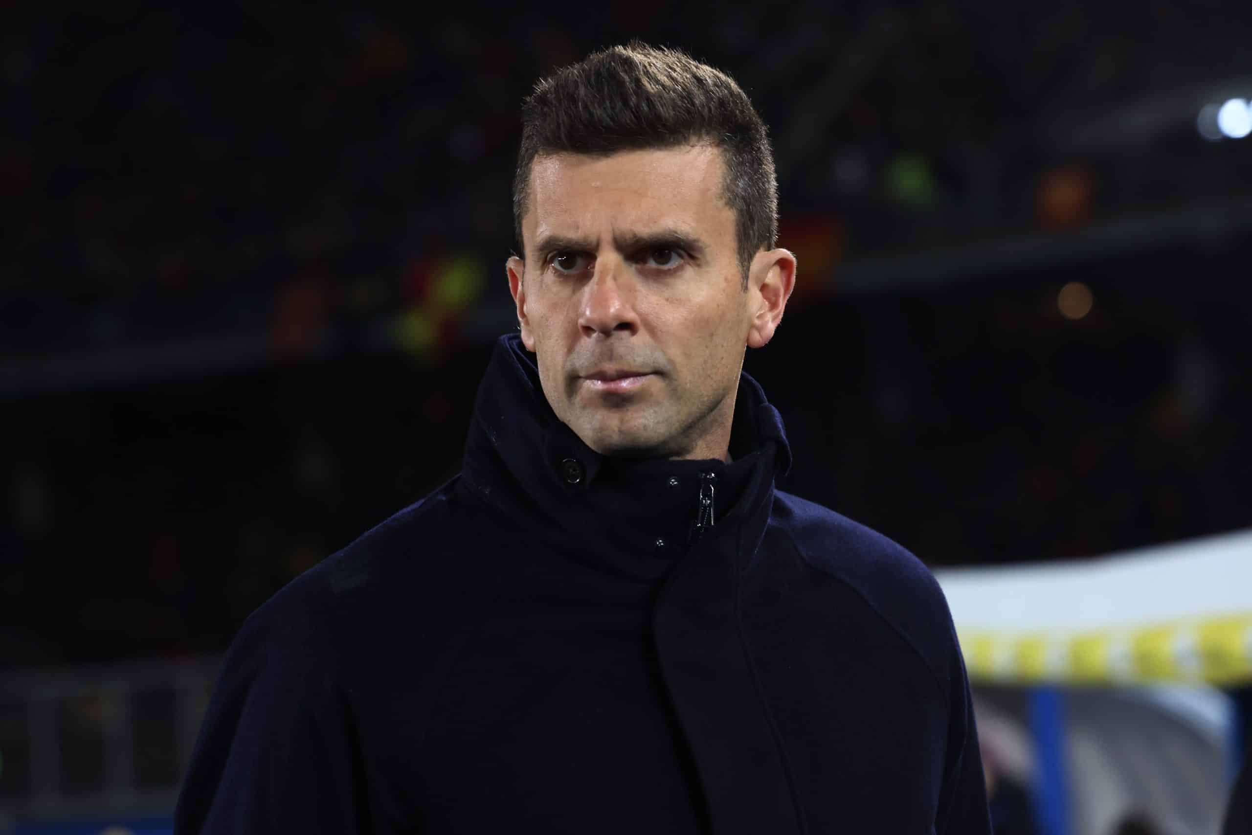 LECCE, ITALY - DECEMBER 01: Head coach of Juventus Thiago Motta looks on during the Serie A match between Lecce and Juventus at Stadio Via del Mare on December 01, 2024 in Lecce, Italy. (Photo by Maurizio Lagana/Getty Images)