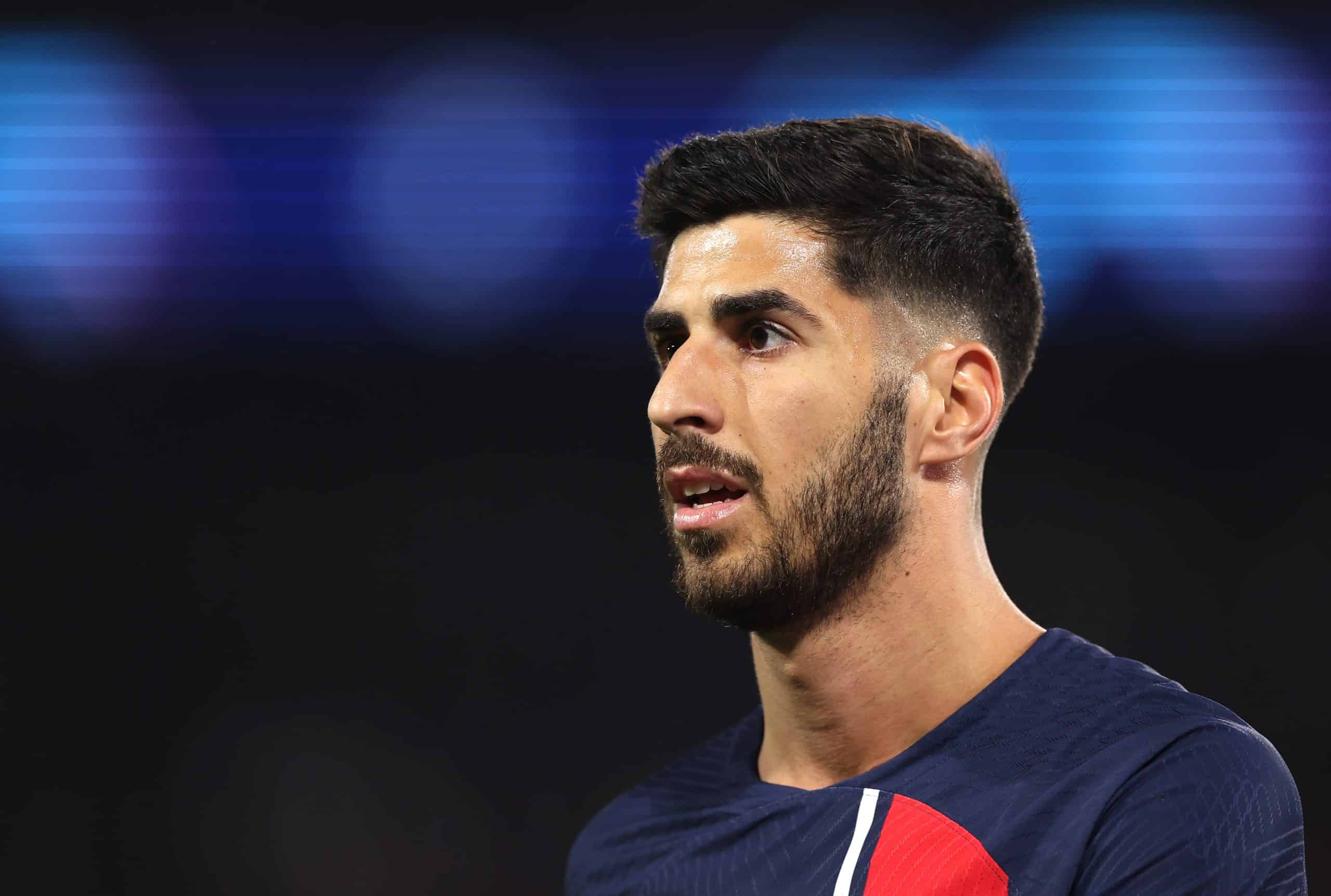 PARIS, FRANCE - FEBRUARY 14: Marco Asensio of PSG during the UEFA Champions League 2023/24 round of 16 first leg match between Paris Saint-Germain and Real Sociedad at Parc des Princes on February 14, 2024 in Paris, France. (Photo by Alex Pantling/Getty Images)