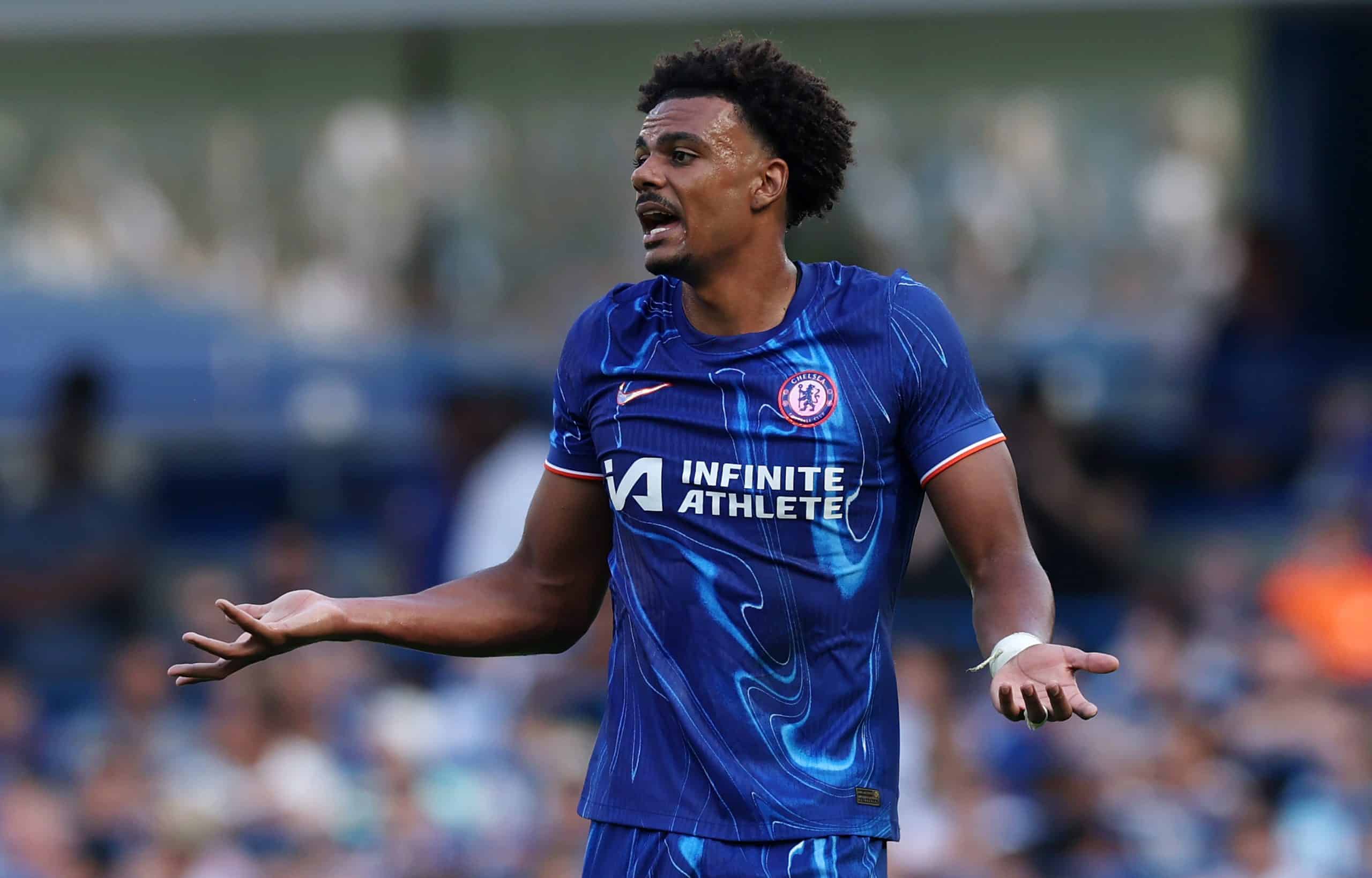 LONDON, ENGLAND - AUGUST 11: Renato Veiga of Chelsea in action during the pre-season friendly match between Chelsea and FC Internazionale at Stamford Bridge on August 11, 2024 in London, England. (Photo by Eddie Keogh/Getty Images)