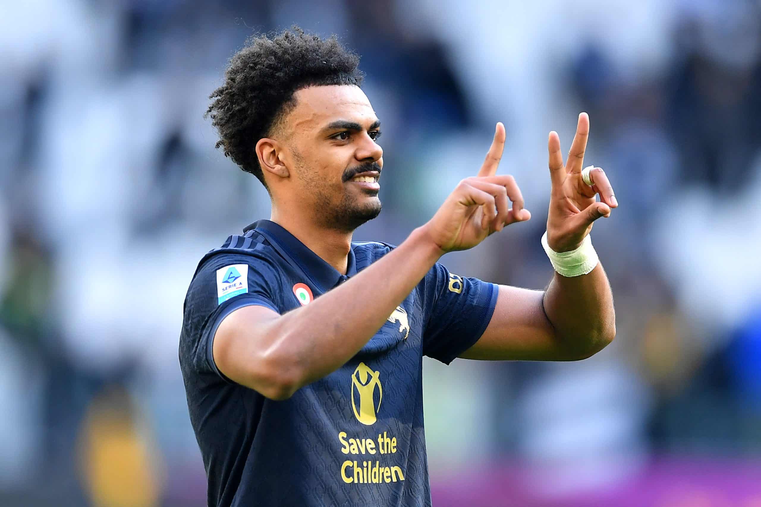 TURIN, ITALY - FEBRUARY 02: Renato Veiga of Juventus gestures at the end of the Serie A match between Juventus and Empoli at Allianz Stadium on February 02, 2025 in Turin, Italy. (Photo by Valerio Pennicino/Getty Images)