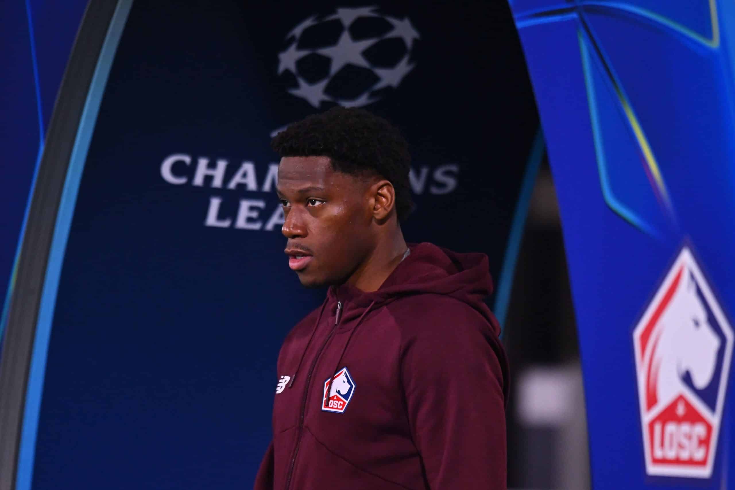 BOLOGNA, ITALY - NOVEMBER 27: Jonathan David of LOSC Lille during the UEFA Champions League 2024/25 League Phase MD5 match between Bologna FC 1909 and LOSC Lille at Stadio Renato Dall'Ara on November 27, 2024 in Bologna, Italy. (Photo by Alessandro Sabattini/Getty Images)