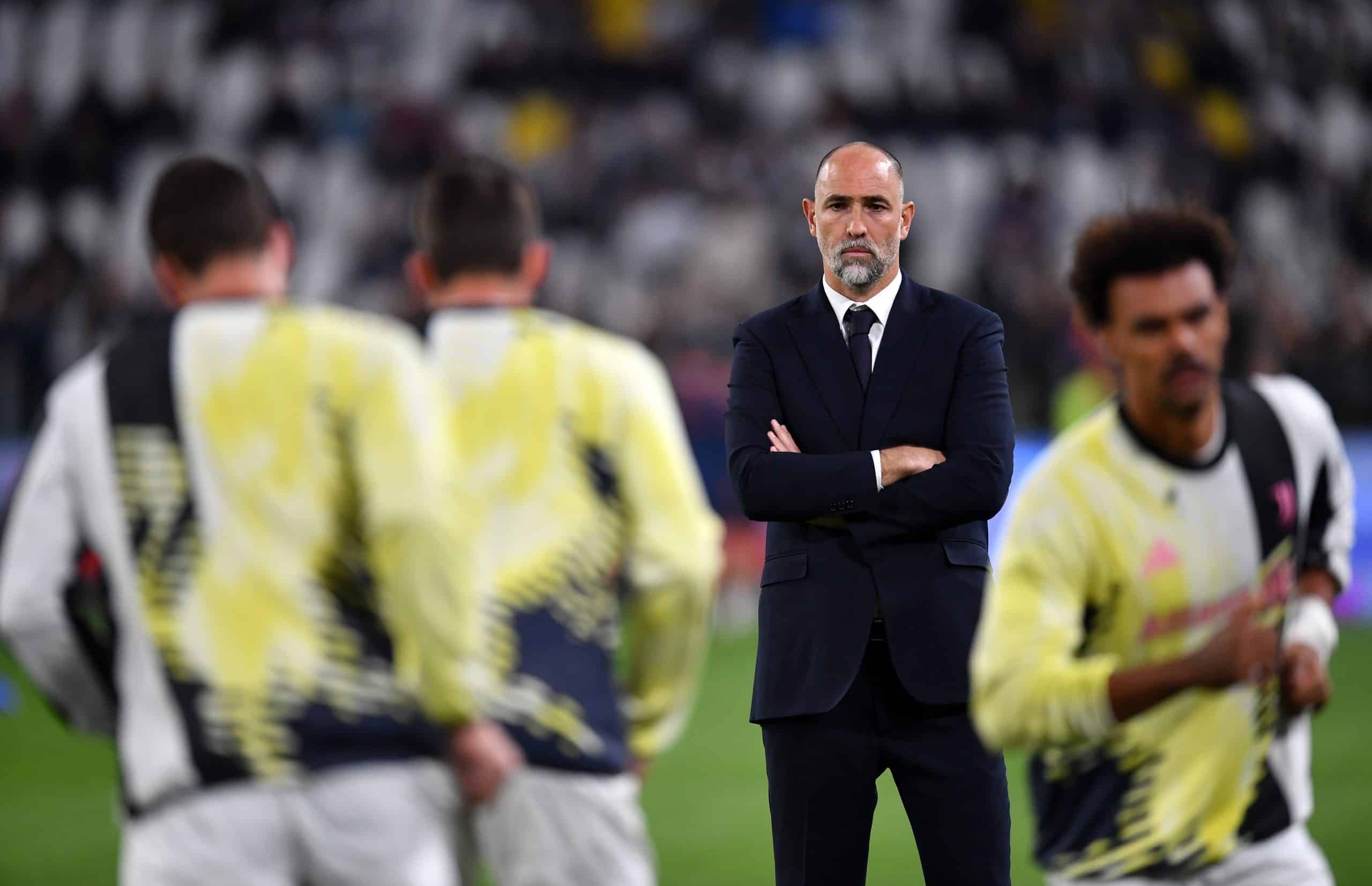 TURIN, ITALY - APRIL 12: Igor Tudor, Head Coach of Juventus, looks on during the warm up prior to the Serie A match between Juventus and Lecce at Allianz Stadium on April 12, 2025 in Turin, Italy. (Photo by Valerio Pennicino/Getty Images)