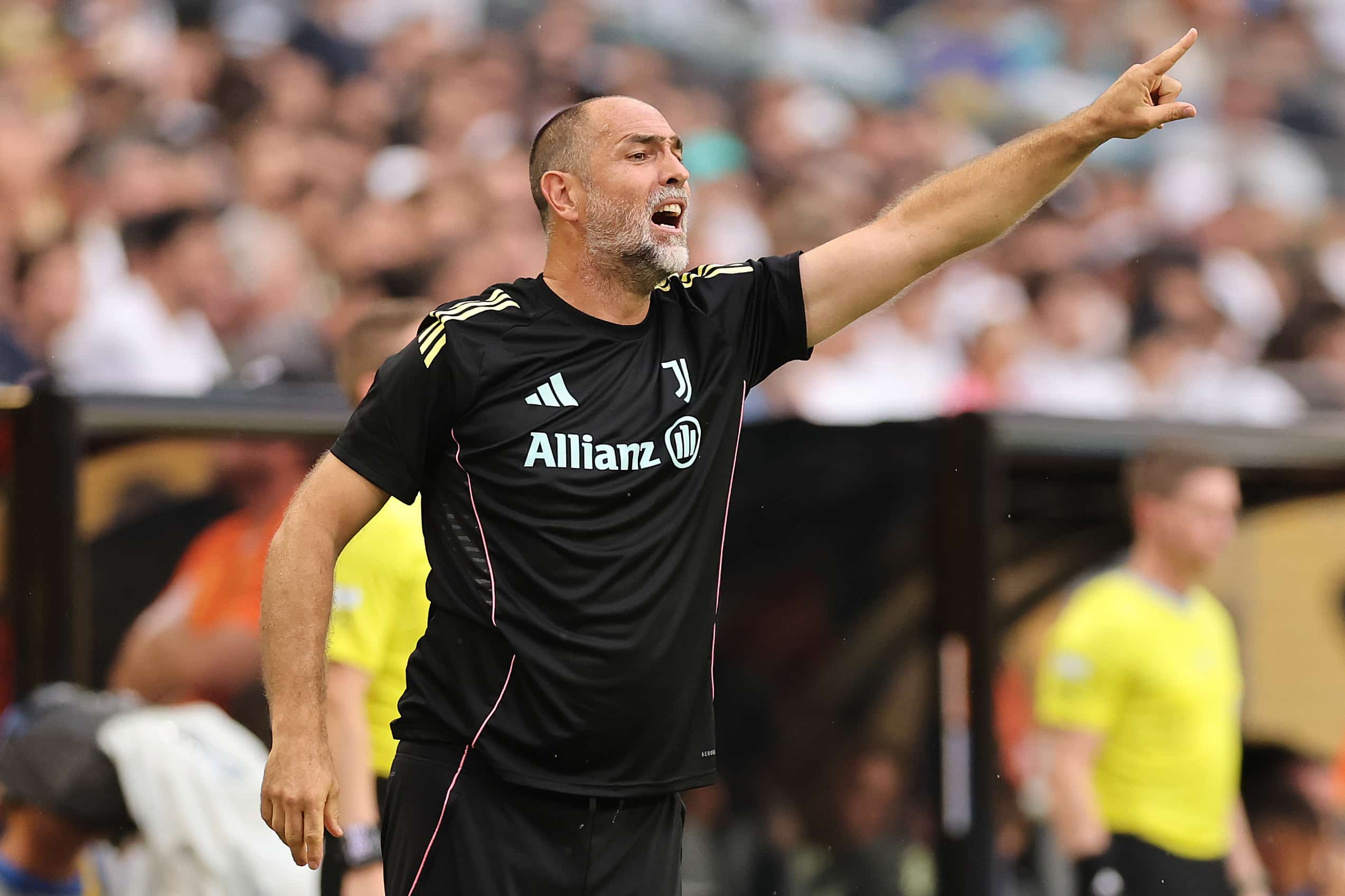 MIAMI GARDENS, FLORIDA - JULY 01: Igor Tudor, Head Coach of Juventus FC, reacts during the FIFA Club World Cup 2025 round of 16 match between Real Madrid CF and Juventus FC at Hard Rock Stadium on July 01, 2025 in Miami Gardens, Florida. (Photo by Michael Reaves/Getty Images)