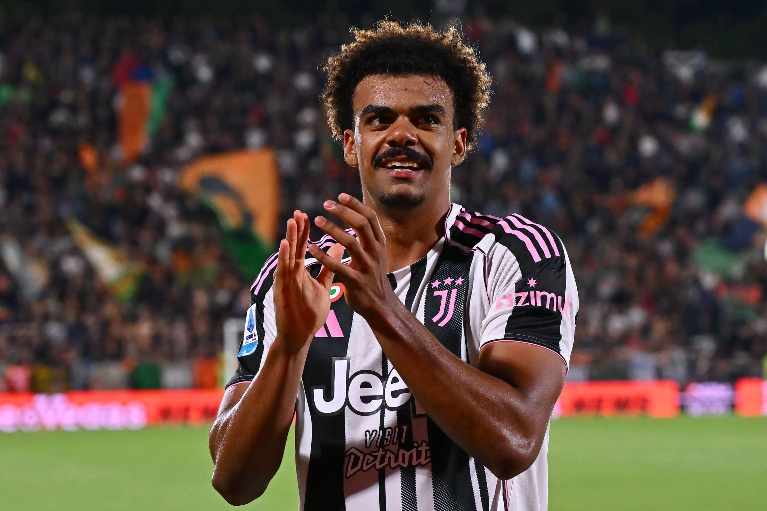 VENICE, ITALY - MAY 25: Renato Veiga of Juventus celebrates after the Serie A match between Venezia and Juventus at Stadio Pier Luigi Penzo on May 25, 2025 in Venice, Italy. (Photo by Alessandro Sabattini/Getty Images)