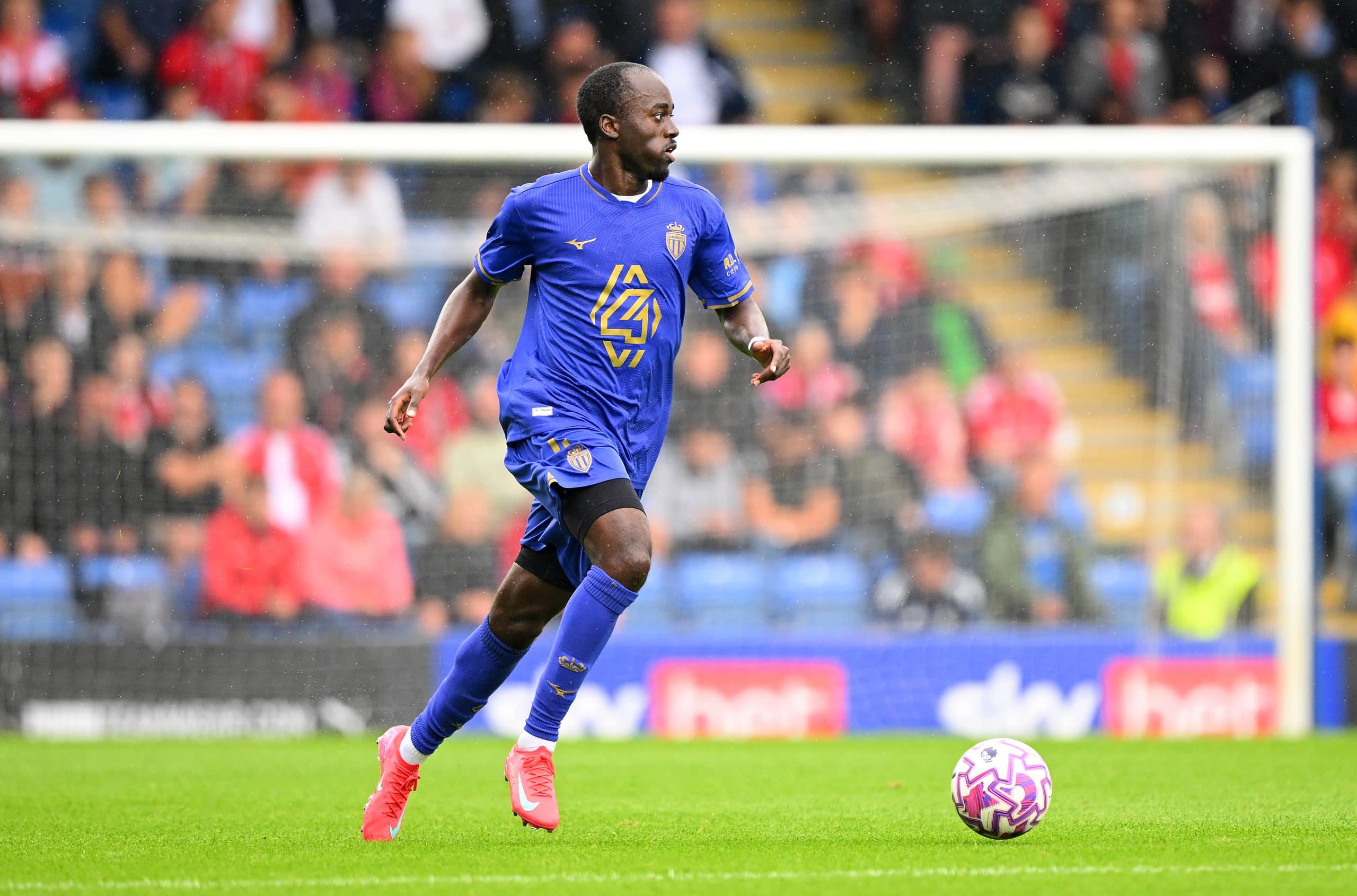 CHESTERFIELD, ENGLAND - JULY 19: Jordan Teze of AS Monaco in action during the pre-season friendly match between Nottingham Forest and AS Monaco at SMH Group Stadium on July 19, 2025 in Chesterfield, England. (Photo by Clive Mason/Getty Images)
